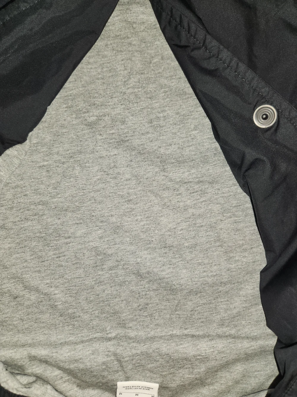 Nike Men's Med Black Athletic Jacket Gray Cotton Lined Insulated Button Closures